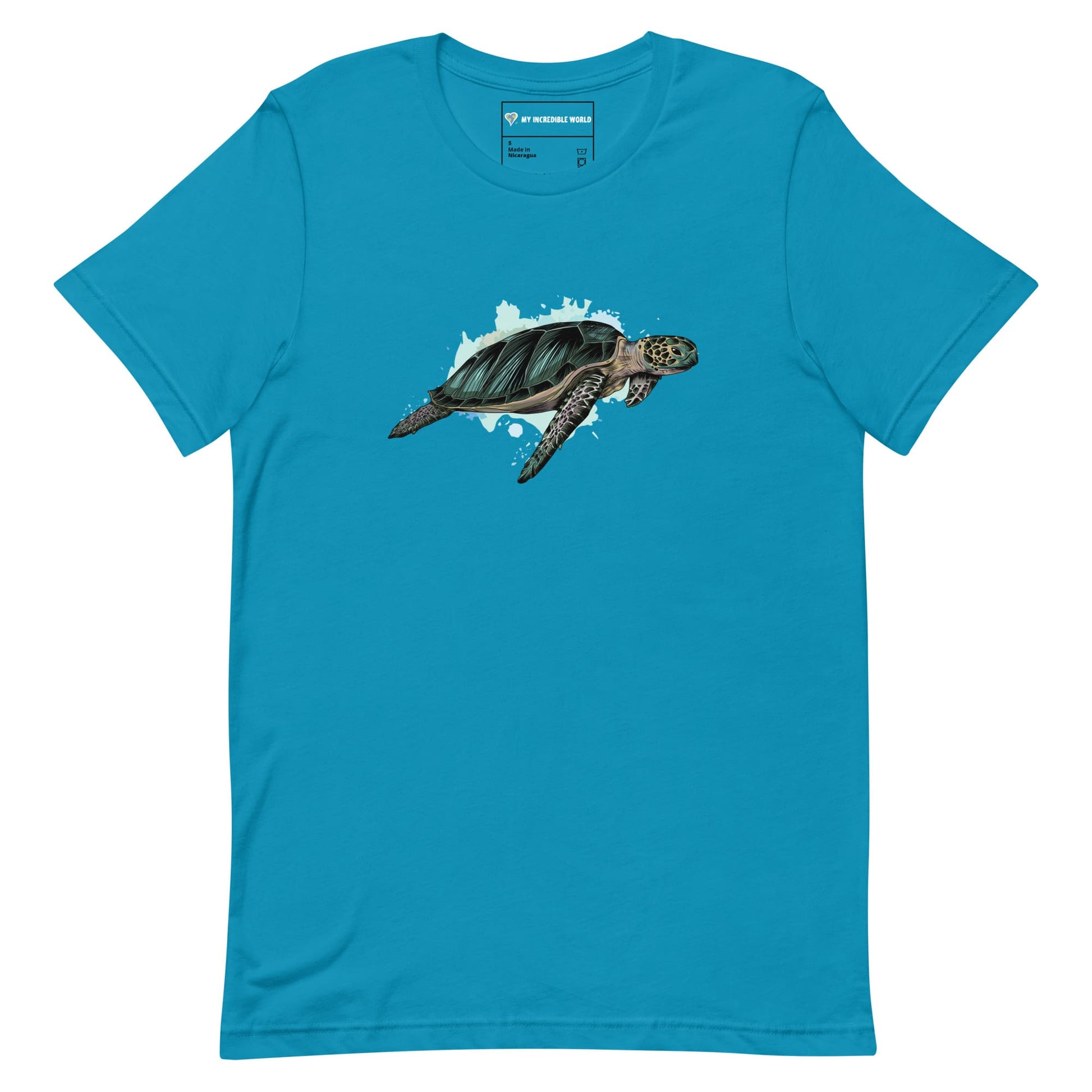 "Watercolor Sea Turtle" Sea Turtle T-Shirt (Adult Unisex) Aqua / S