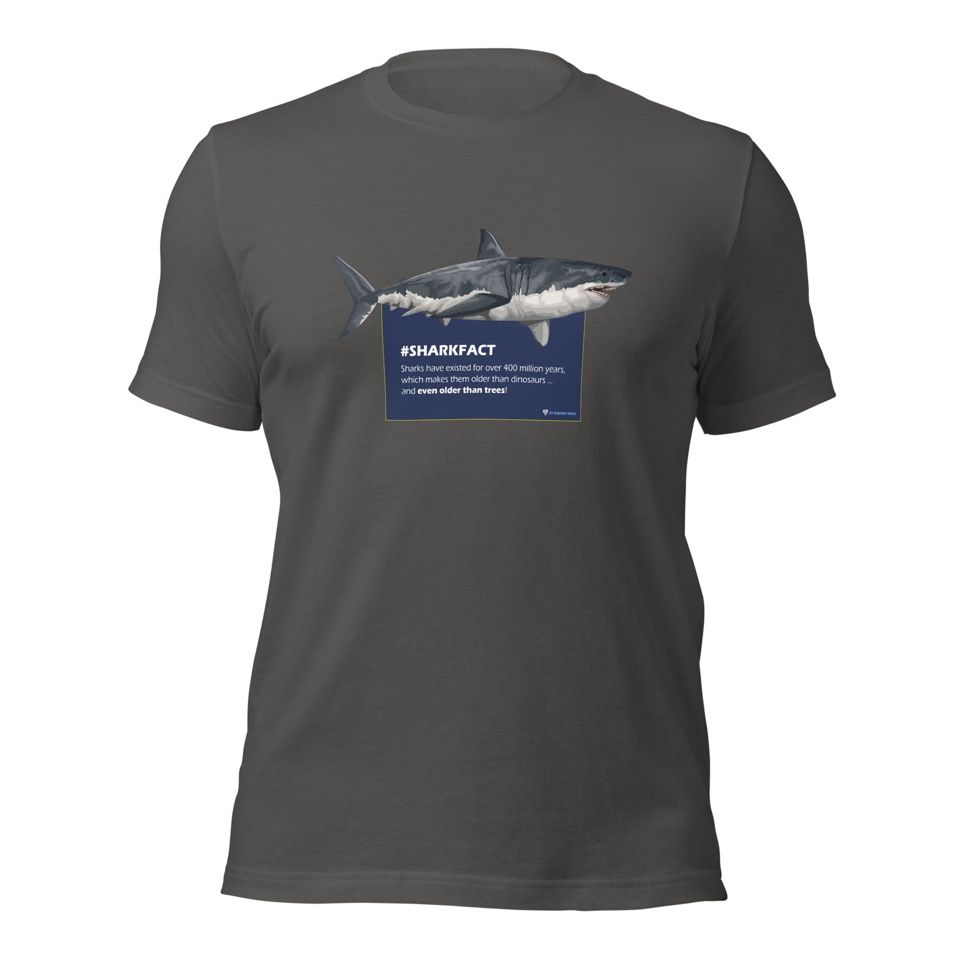 "#SHARKFACT Sharks Are Older Than Trees" Shark T-Shirt (Adult Unisex/Men's) Asphalt / S