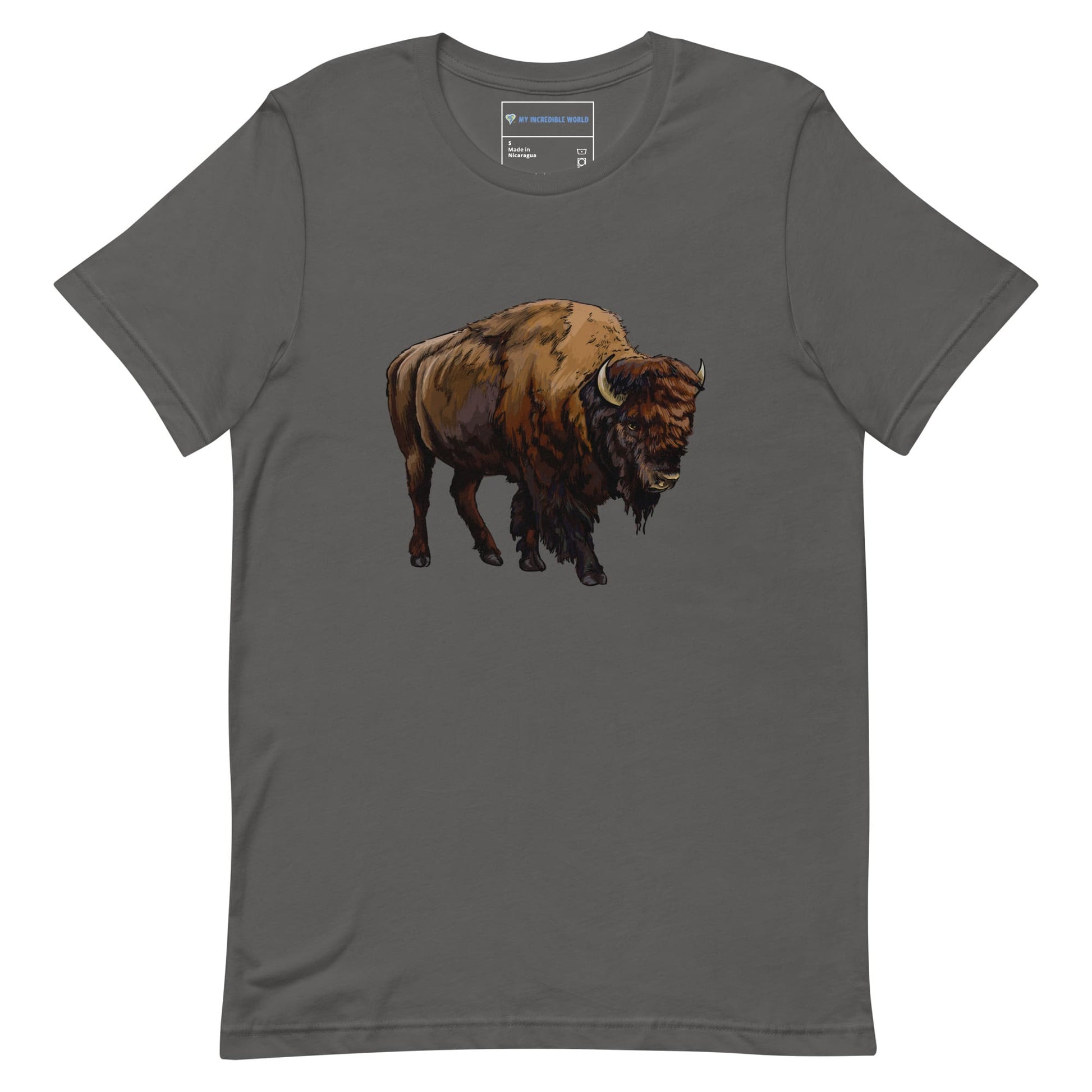 "Watercolor Bison" Bison T-Shirt (Adult Unisex) Asphalt / S