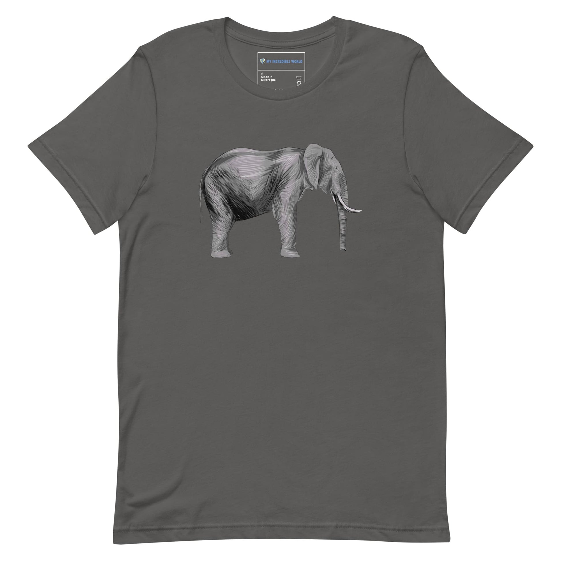 "Watercolor Elephant" Elephant T-Shirt (Adult Unisex) Asphalt / S