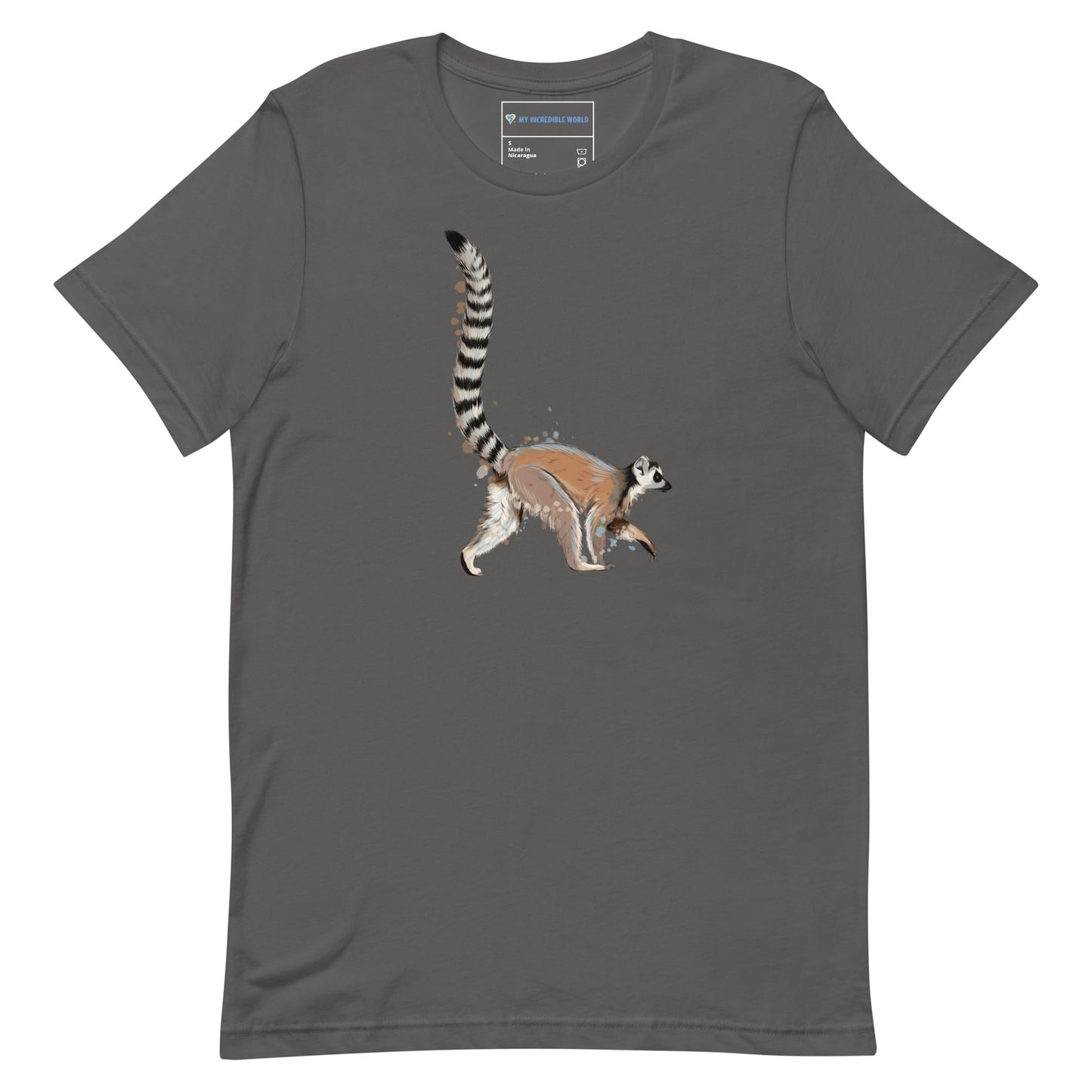 "Watercolor Lemur" Lemur T-Shirt (Adult Unisex) Asphalt / S