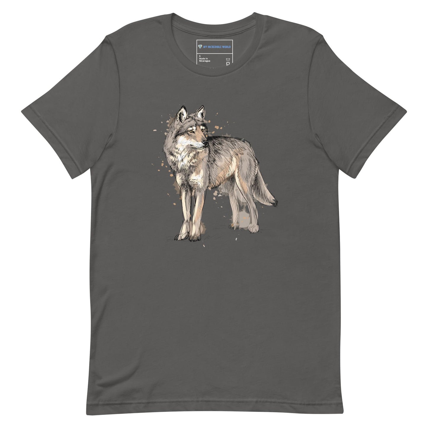 "Watercolor Wolf" Wolf T-Shirt (Adult Unisex) Asphalt / S