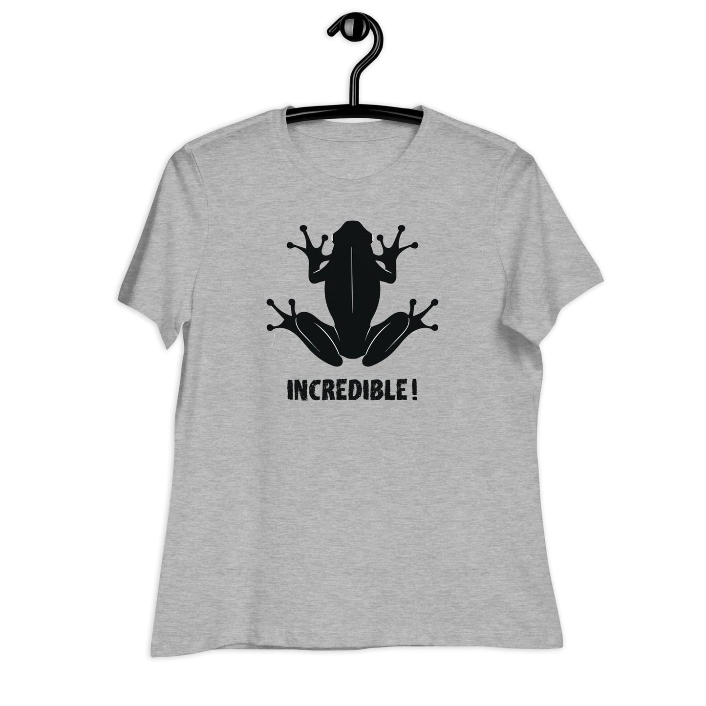 "Frogs Are Incredible" Frog T-Shirt for Women (Black Print) Athletic Heather / S