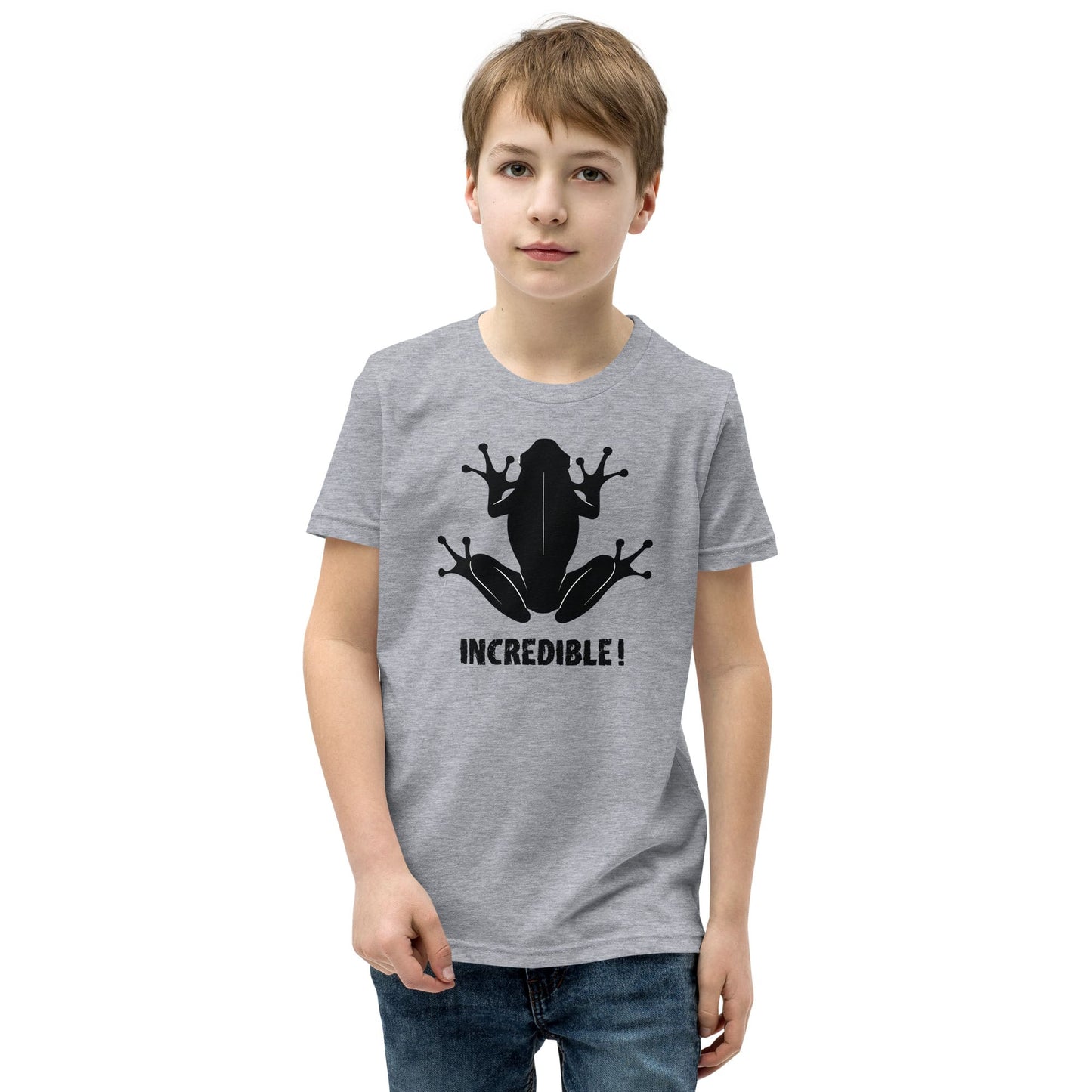 "Frogs Are Incredible" Frog T-Shirt for Youth/Kids (Black Print) Athletic Heather / S