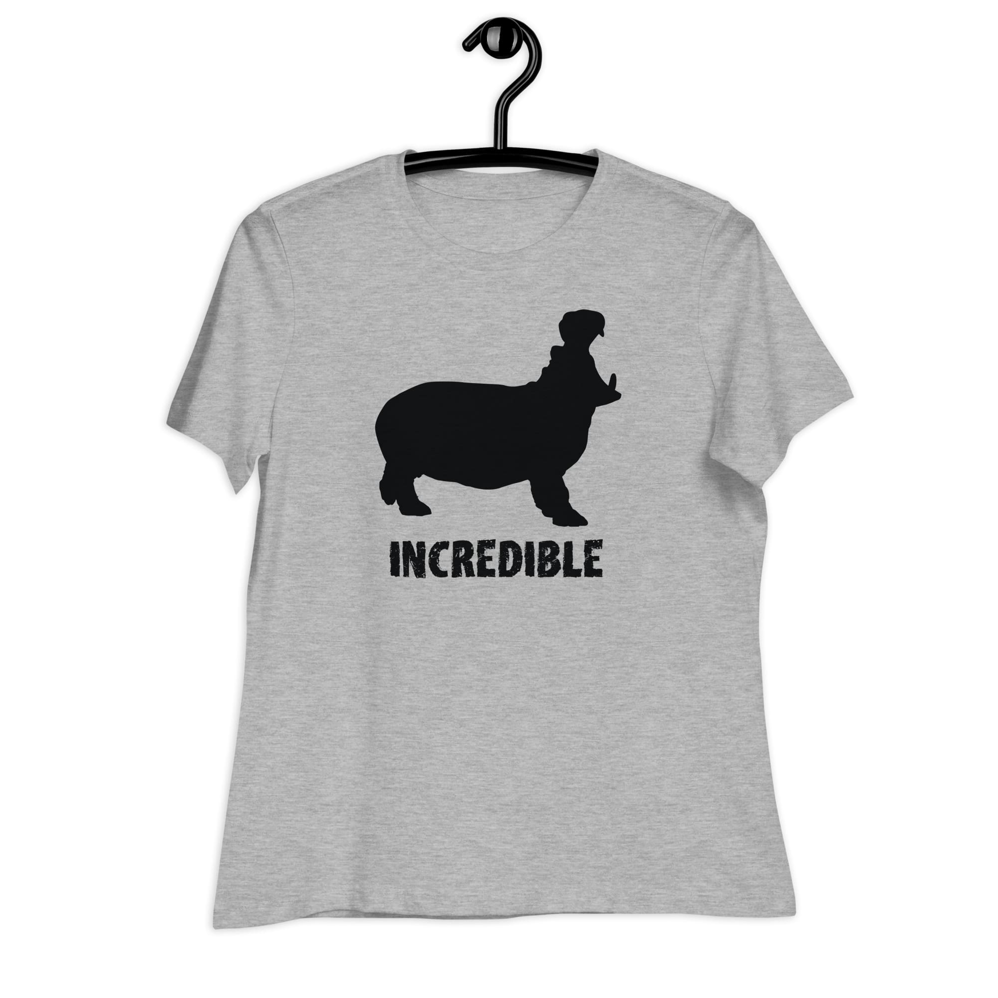 "Hippos are Incredible" T-Shirt - Black Print (Women's) Athletic Heather / S