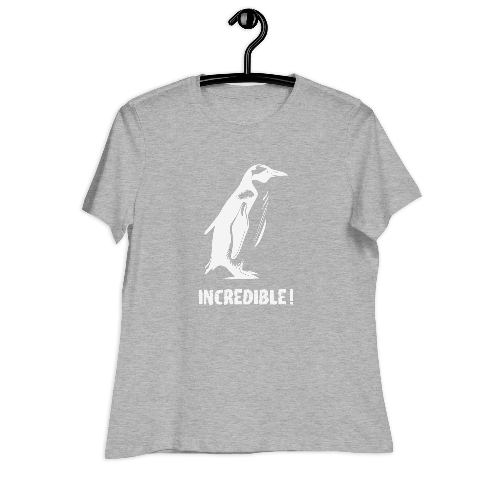 Penguins Are Incredible!” Penguin T-Shirt – White Print (Women’s) Athletic Heather / S