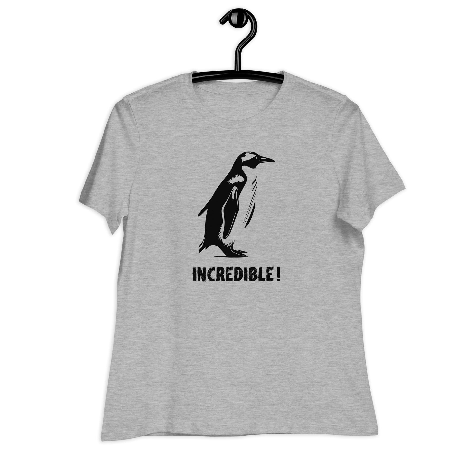 Penguins Are Incredible!” Penguins T-Shirt – Black Print (Women’s) Athletic Heather / S