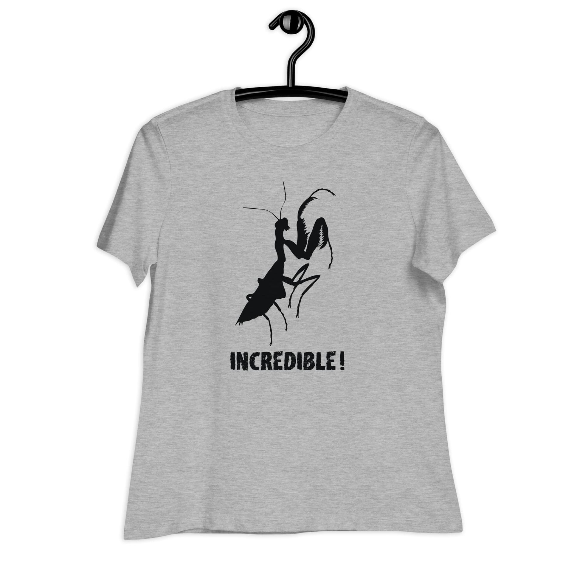 "Praying Mantises Are Incredible!" Praying Mantis T-Shirt - Black Print (Women's) Athletic Heather / S