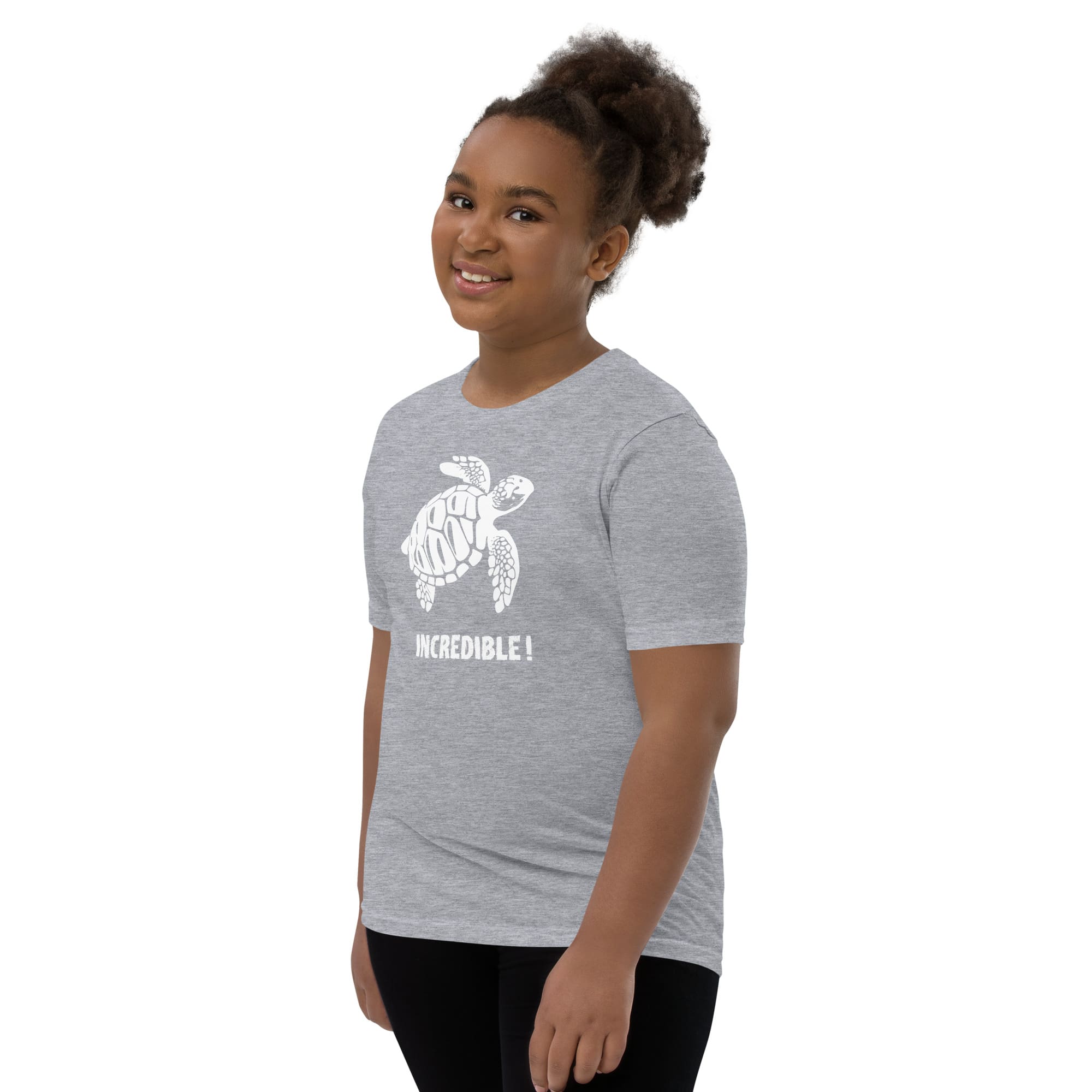 "Sea Turtles Are Incredible" Sea Turtle T-Shirt for Youth/Kids (White Print) Athletic Heather / S