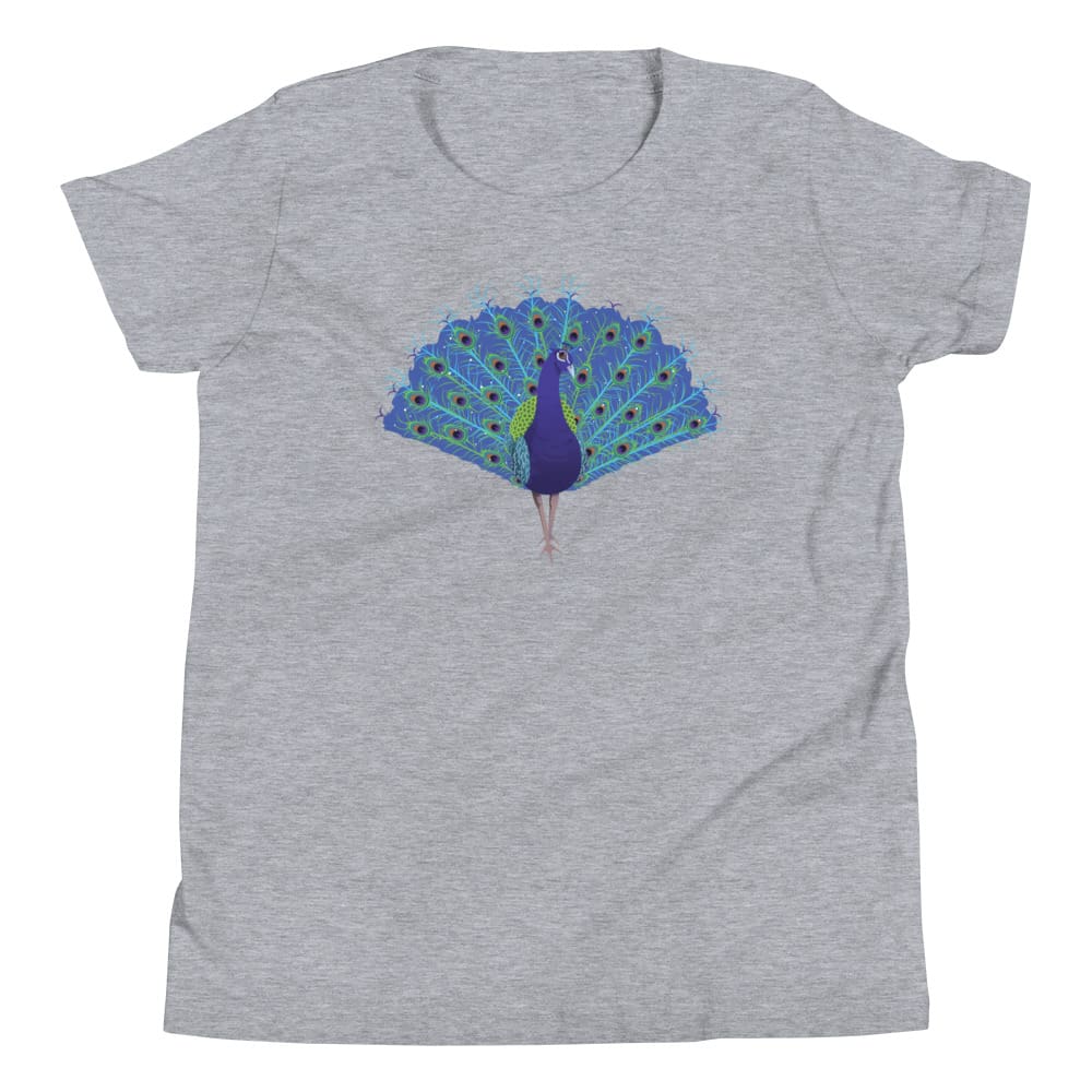 "Strut Your Stuff" Peacock T-Shirt for Kids/Youth Athletic Heather / S