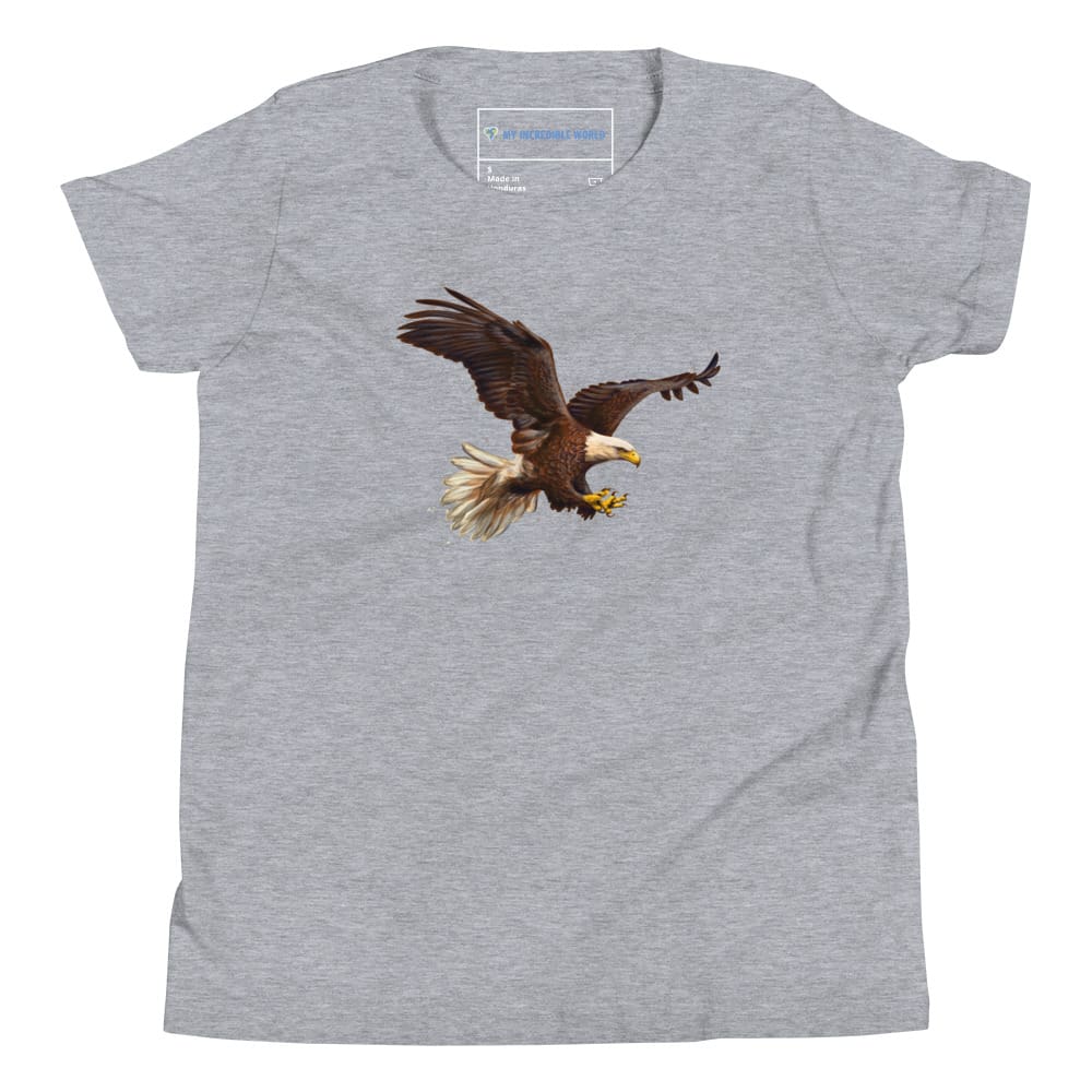 "Watercolor Bald Eagle" Bald Eagle T-Shirt (Youth/Kids) Athletic Heather / S