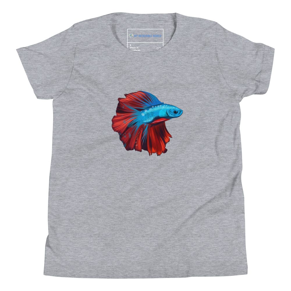 "Watercolor Betta" Betta Fish T-Shirt (Youth/Kids) Athletic Heather / S