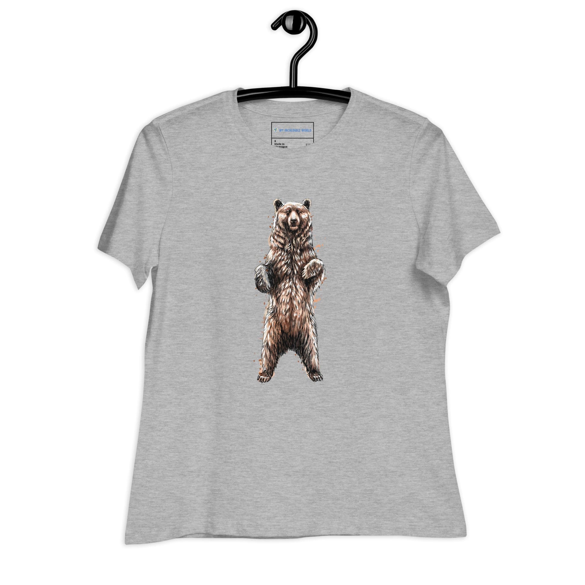 "Watercolor Brown Bear" Women's Brown Bear T-Shirt Athletic Heather / S