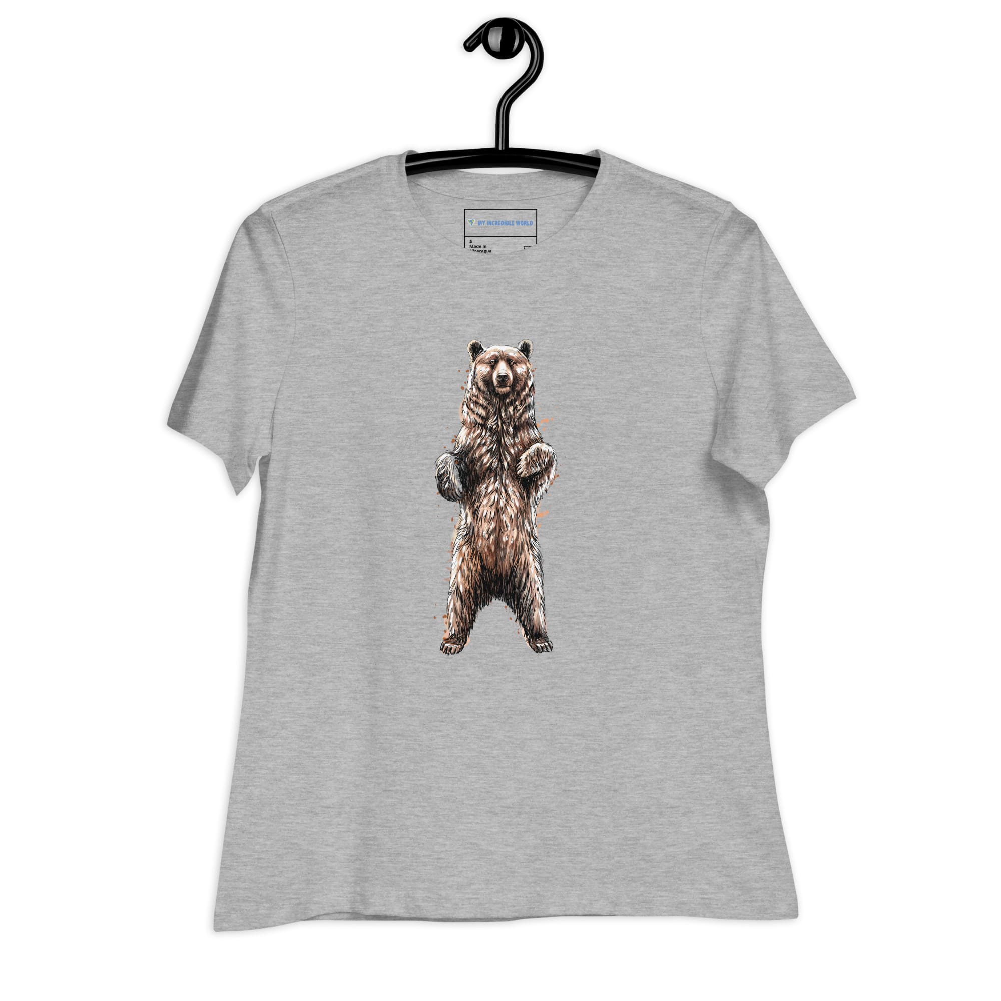 "Watercolor Brown Bear" Women's Brown Bear T-Shirt Athletic Heather / S