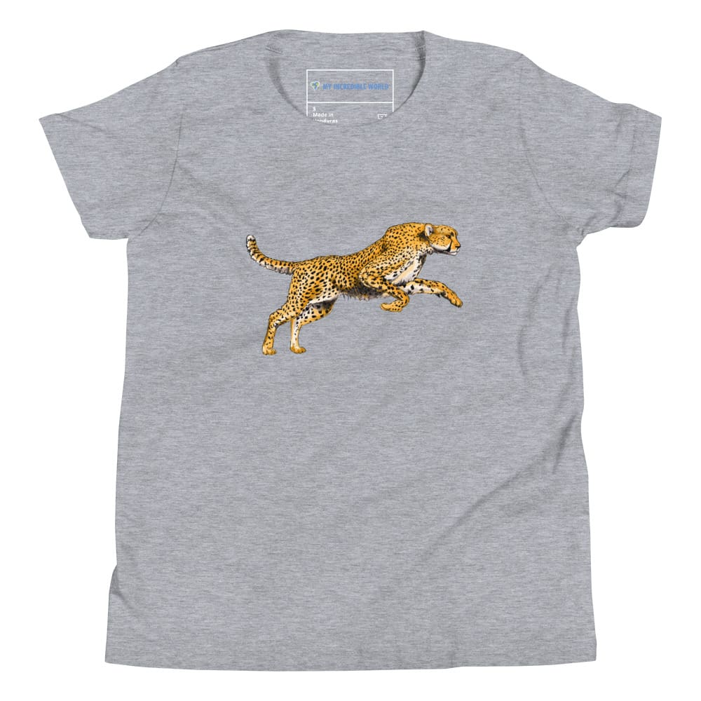 "Watercolor Cheetah" Cheetah T-Shirt (Youth/Kids) Athletic Heather / S