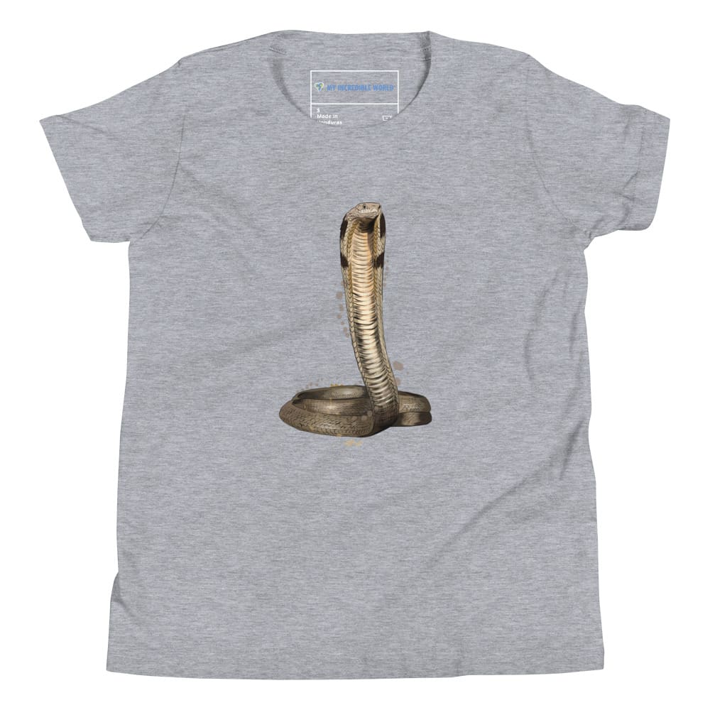 "Watercolor Cobra" Cobra Snake T-Shirt (Youth/Kids) Athletic Heather / S