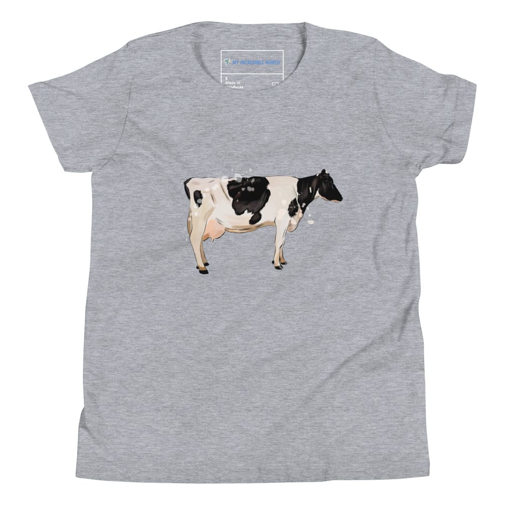 "Watercolor Cow" Cow T-Shirt (Youth/Kids) Athletic Heather / S