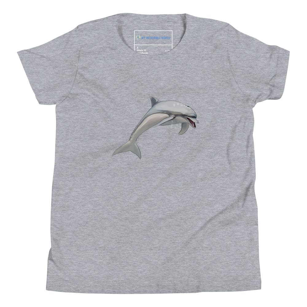 "Watercolor Dolphin" Dolphin T-Shirt (Youth/Kids) Athletic Heather / S