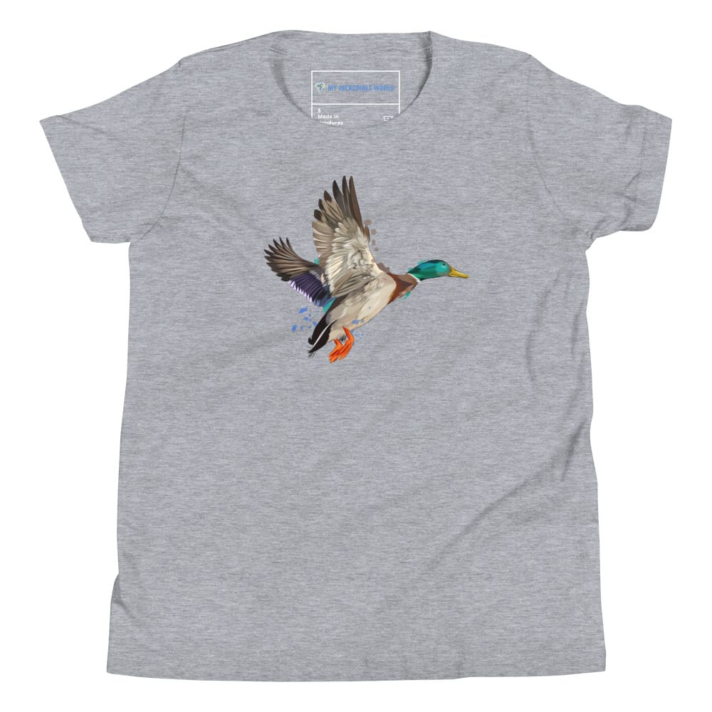 "Watercolor Duck" Mallard Duck T-Shirt (Youth/Kids) Athletic Heather / S