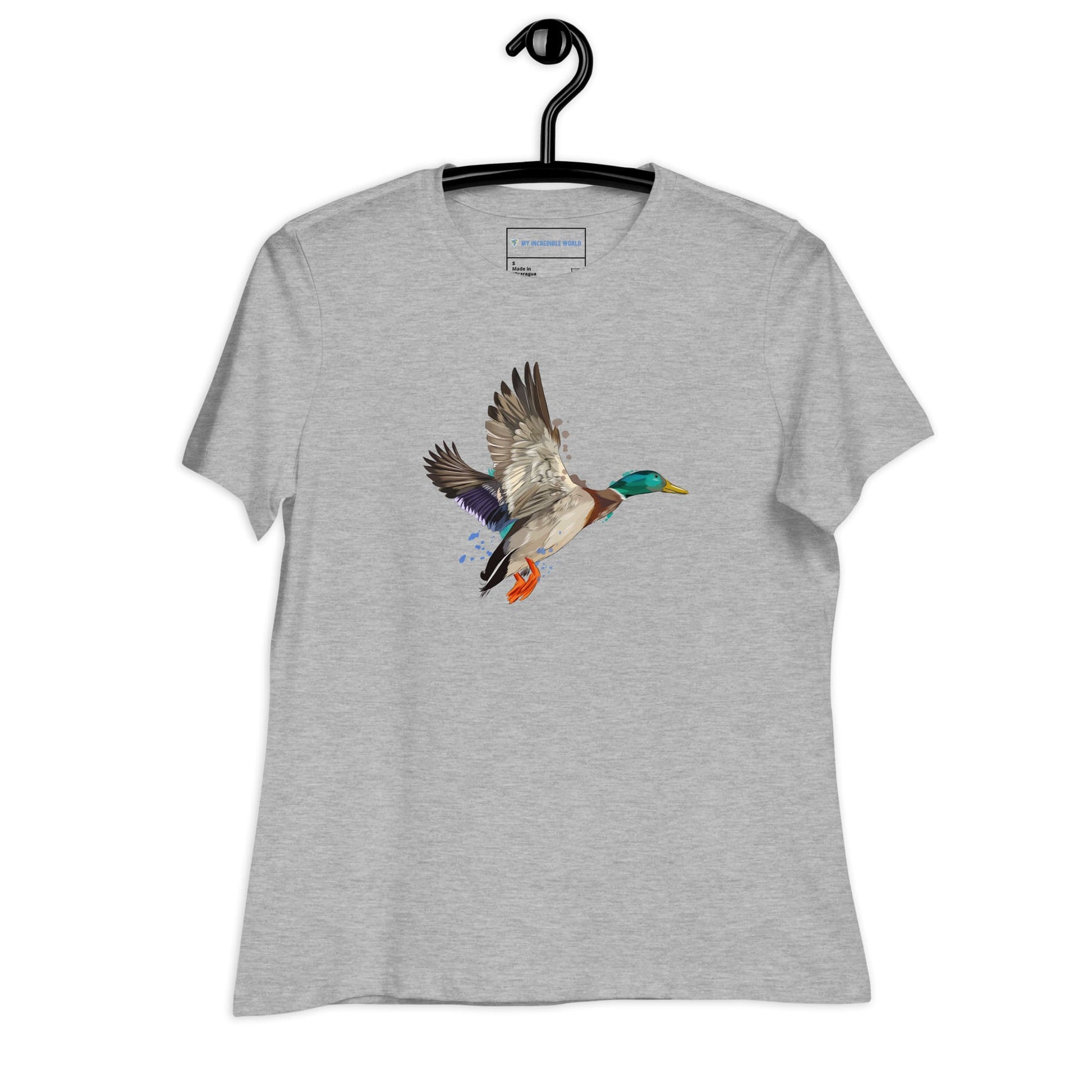 "Watercolor Duck" Women's Mallard Duck T-Shirt Athletic Heather / S