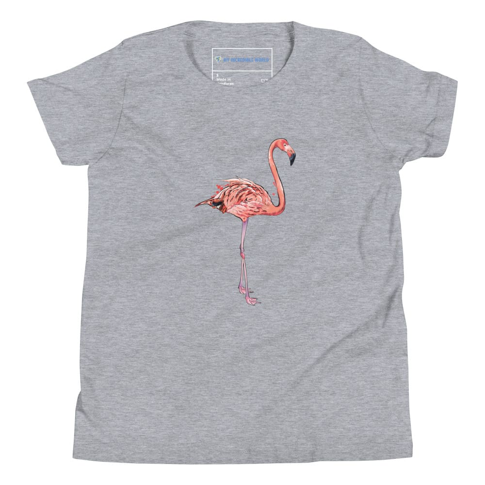 "Watercolor Flamingo" Flamingo T-Shirt (Youth/Kids) Athletic Heather / S