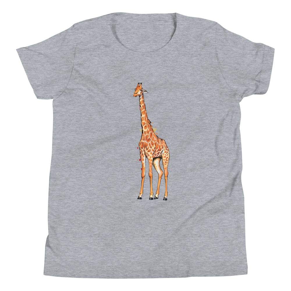 "Watercolor Giraffe" Giraffe T-Shirt (Youth/Kids) Athletic Heather / S