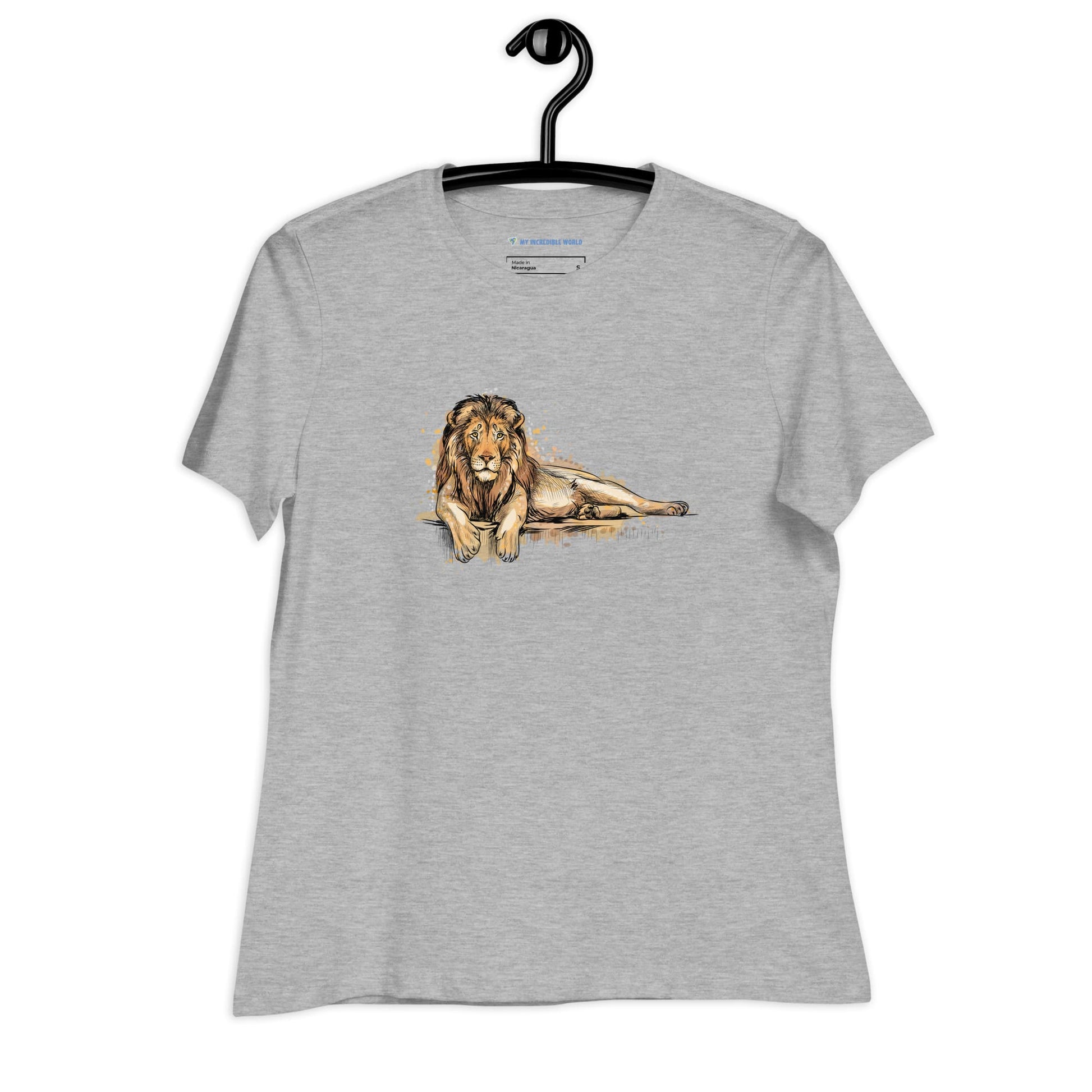 "Watercolor Lion" Women's Lion T-Shirt Athletic Heather / S