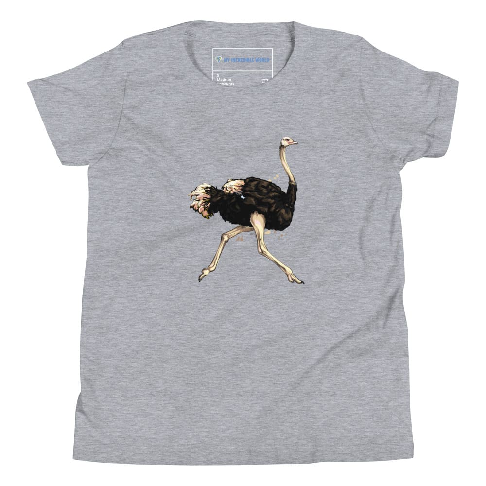 "Watercolor Ostrich" Ostrich T-Shirt (Youth/Kids) Athletic Heather / S