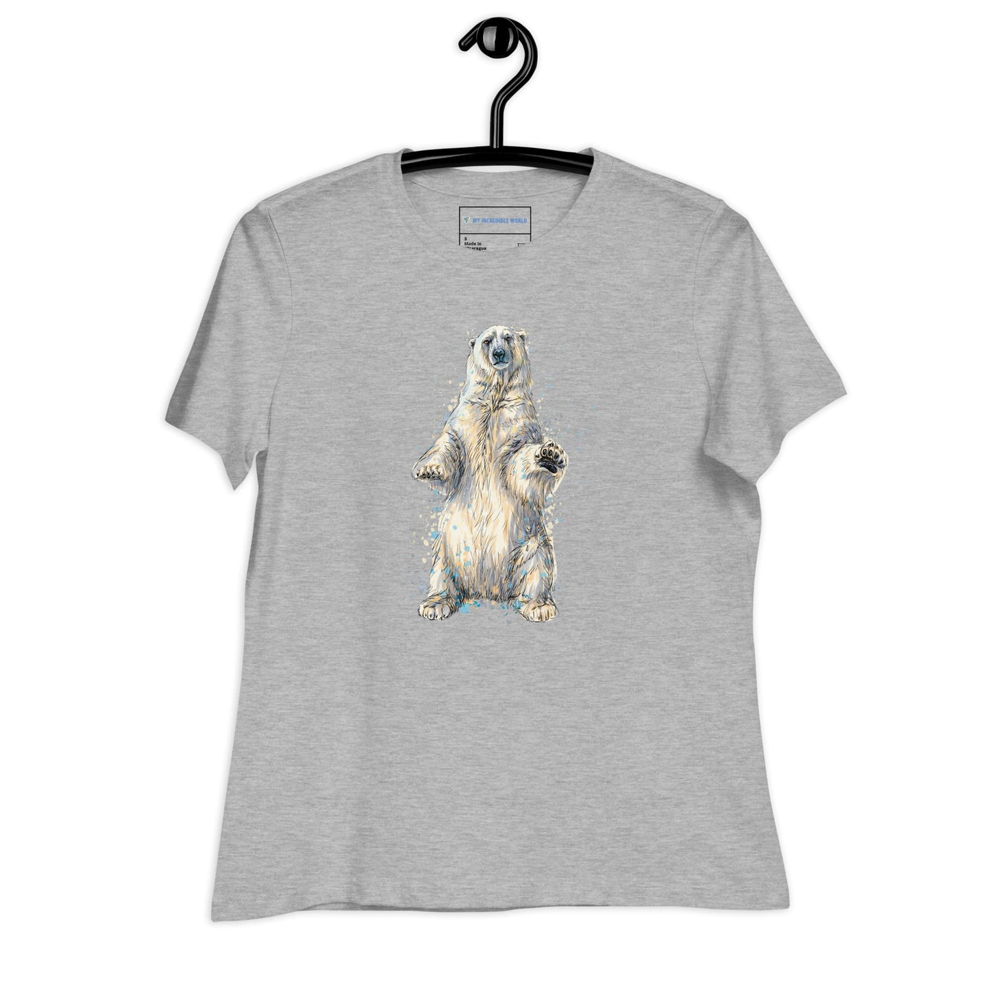 "Watercolor Polar Bear" Women's Polar Bear T-Shirt Athletic Heather / S