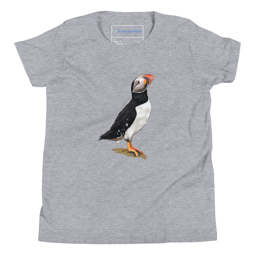 "Watercolor Puffin" Puffin T-Shirt (Youth/Kids) Athletic Heather / S