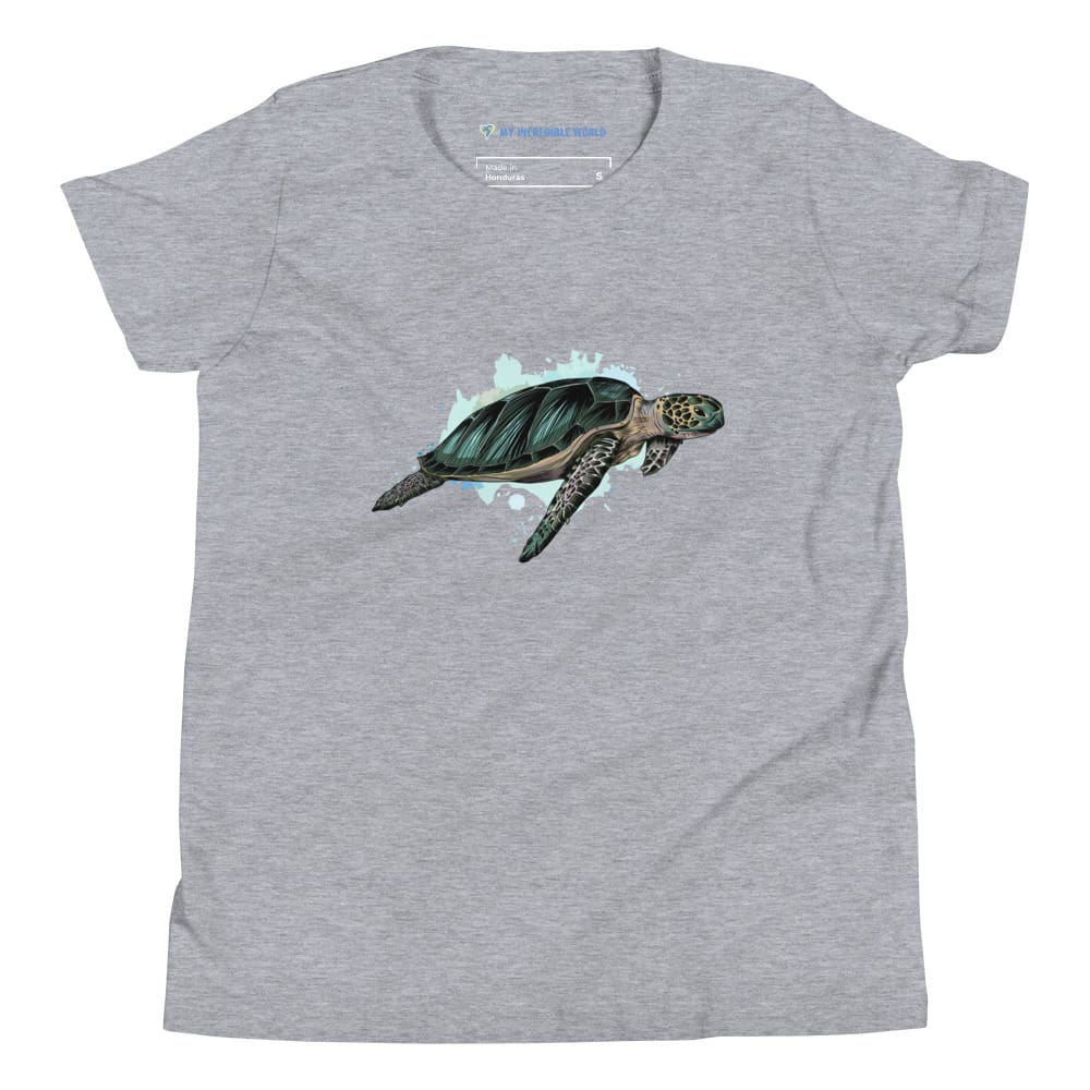 "Watercolor Sea Turtle" Sea Turtle T-Shirt (Youth/Kids) Athletic Heather / S