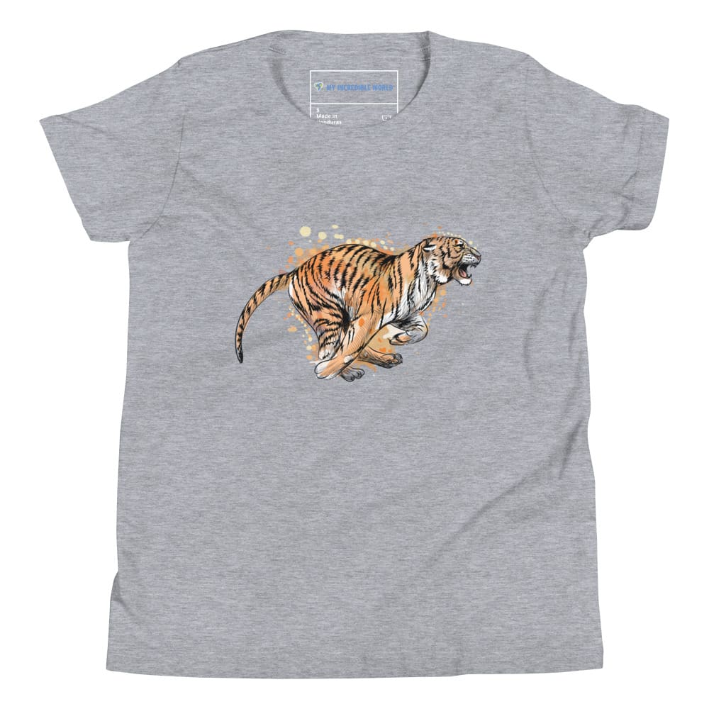 "Watercolor Tiger" Tiger T-Shirt (Youth/Kids) Athletic Heather / S