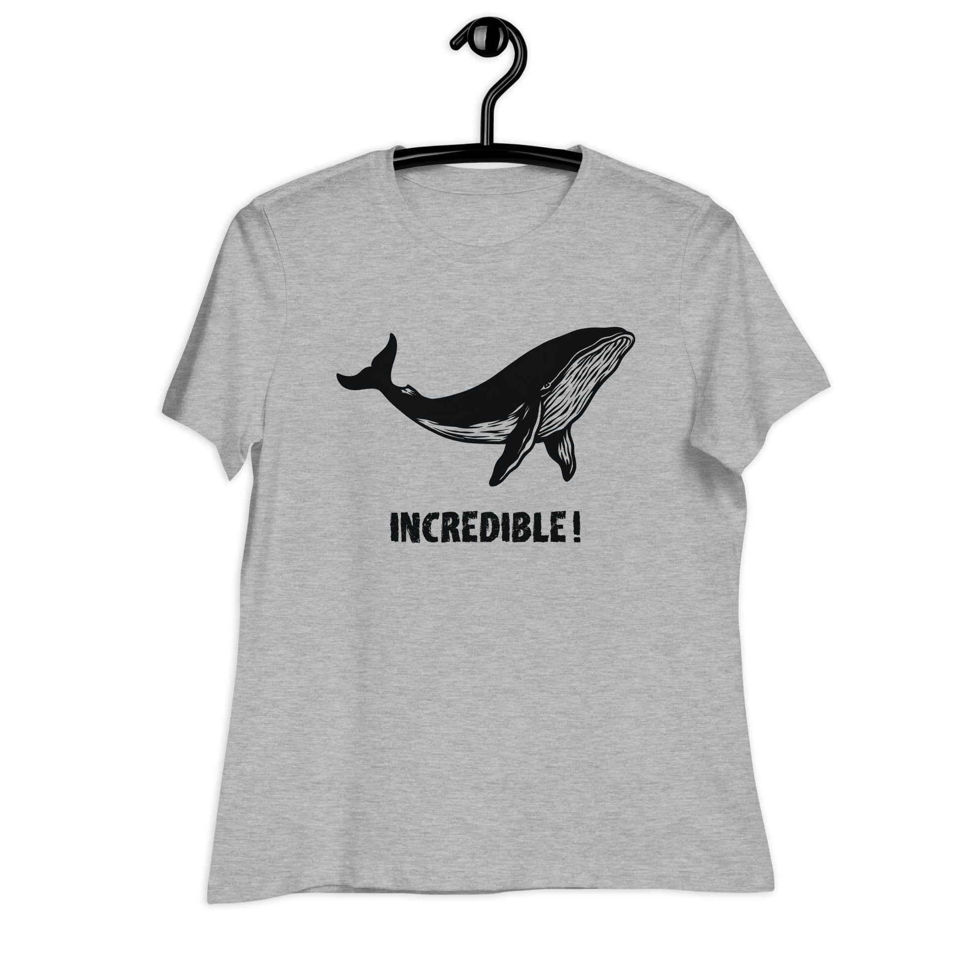 "Whales Are Incredible" Whale T-Shirt for Women (Black Print) Athletic Heather / S