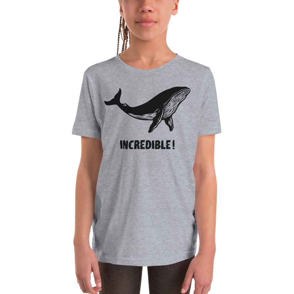 "Whales Are Incredible" Whale T-Shirt for Youth/Kids (Black Print) Athletic Heather / S