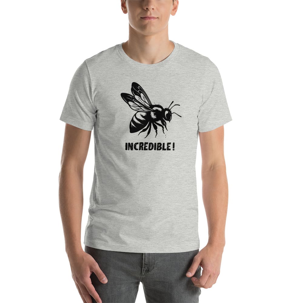 "Bees are Incredible" Bee T-Shirt - Black Print (Adult Unisex / Men's) Athletic Heather / XS