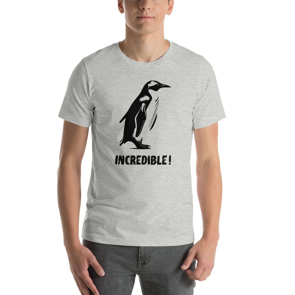 “Penguins Are Incredible!” Penguins T-Shirt – Black Print (Adult Unisex / Men’s) Athletic Heather / XS