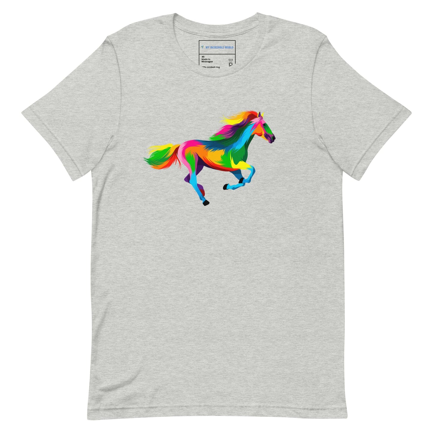 "Rainbow Horse" Galloping Horse T-Shirt (Adult Unisex) (The Rainbow Collection) Athletic Heather / XS