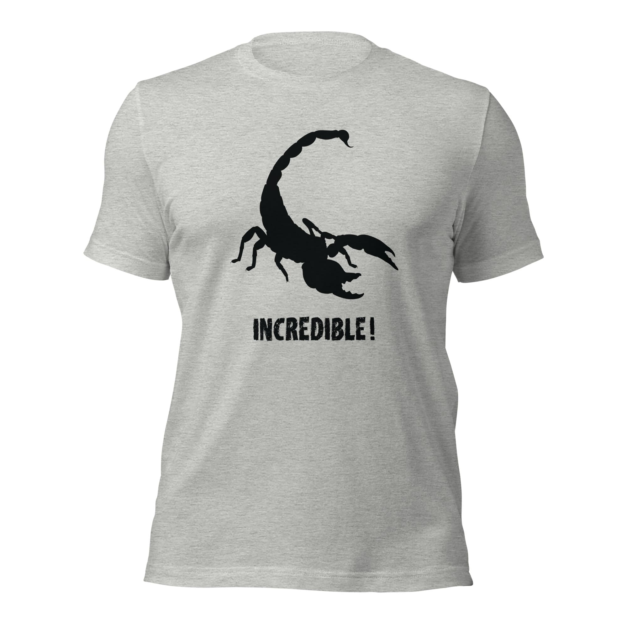 "Scorpions Are Incredible" Scorpion T-Shirt - Black Print (Adult Unisex / Men's) Athletic Heather / XS