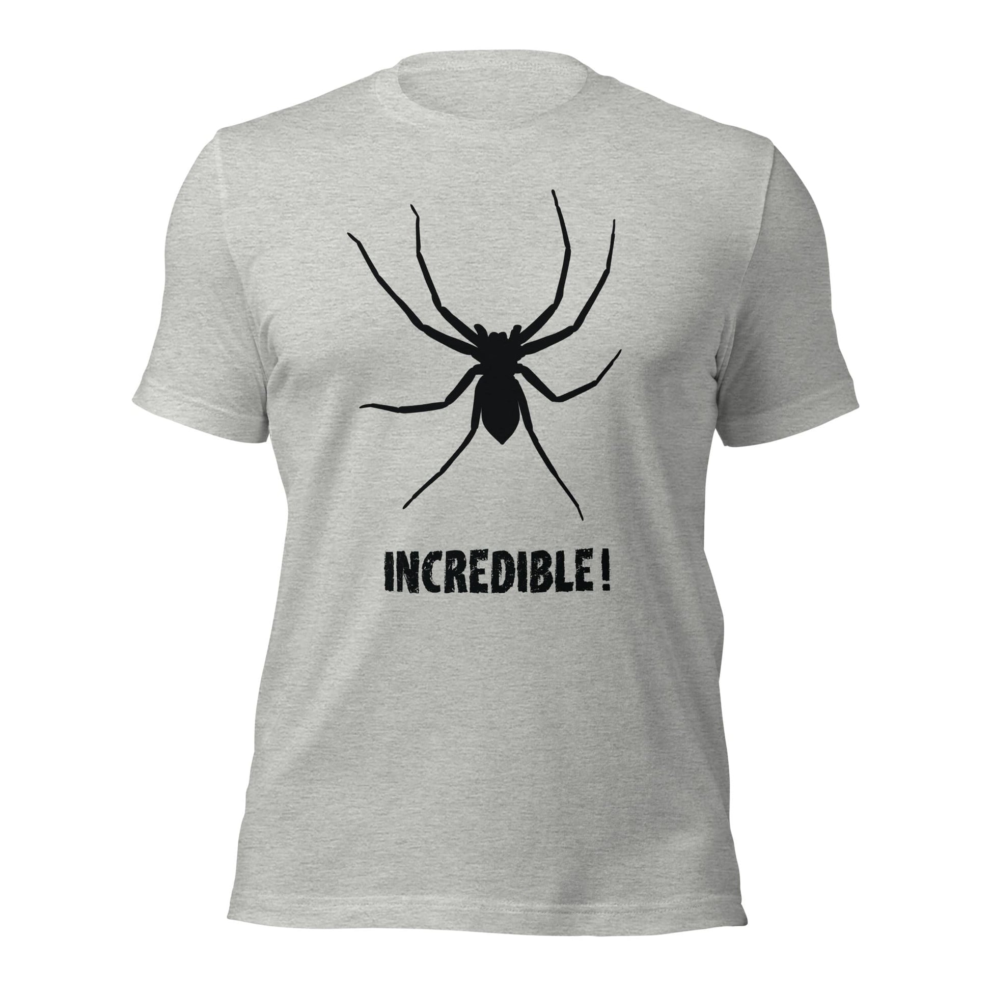 "Spiders are Incredible" Spider T-Shirt - Black Print (Adult Unisex / Men's) Athletic Heather / XS