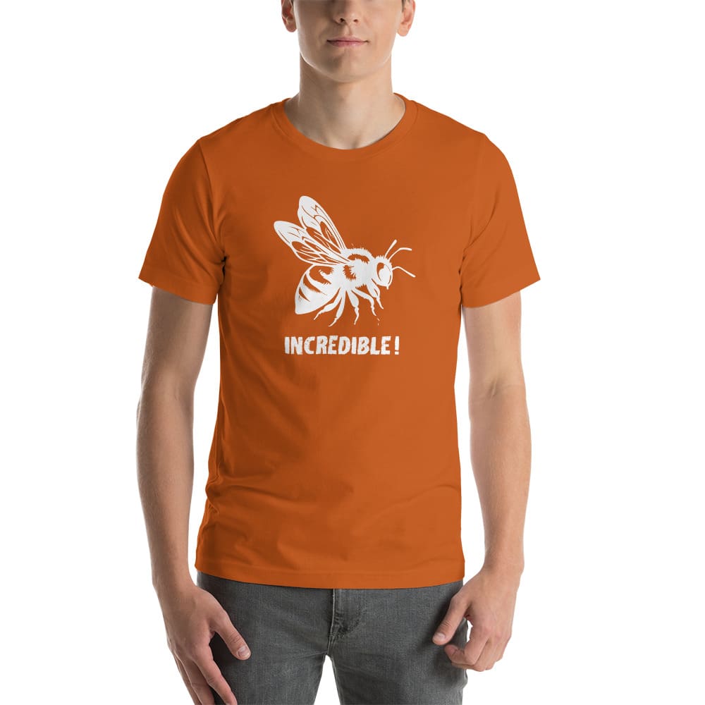 "Bees are Incredible" Bee T-Shirt - White Print (Adult Unisex / Men's) Autumn / S