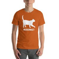 "Cats Are Incredible" Cat T-Shirt - White Print (Adult Men's/Unisex) Autumn / S