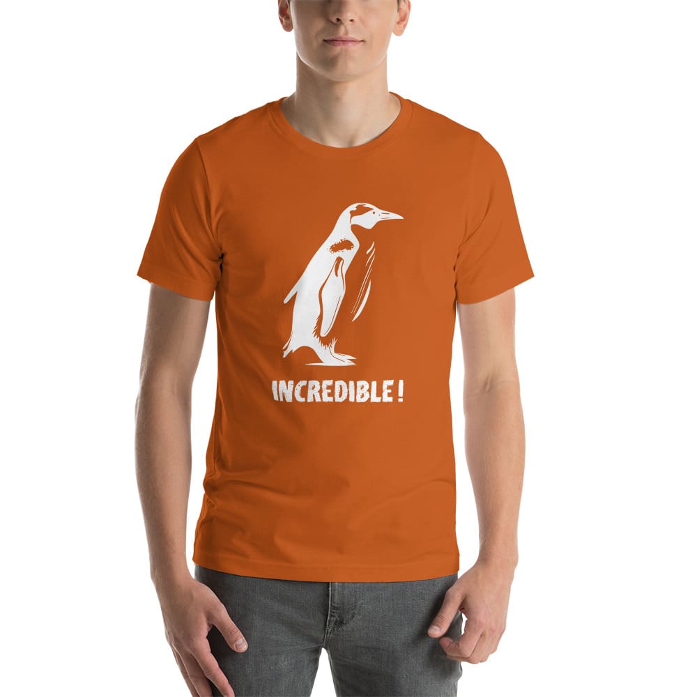 “Penguins Are Incredible!” Penguins T-Shirt – White Print (Adult Unisex / Men’s) Autumn / S