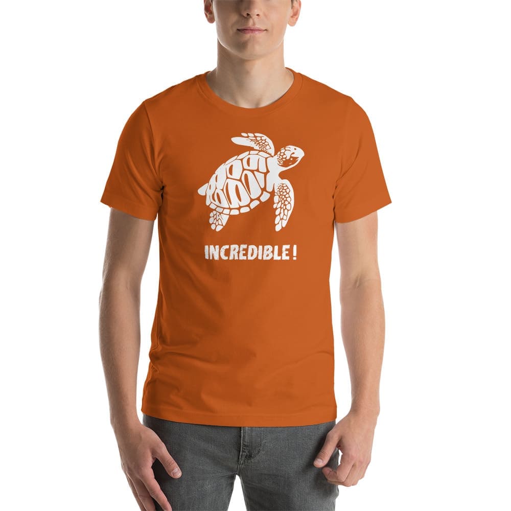 "Sea Turtles Are Incredible" Sea Turtle T-Shirt - White Print (Adult Unisex / Men's) Autumn / S