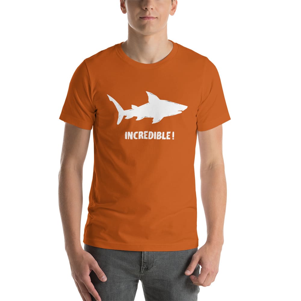 "Sharks Are Incredible" Shark T-Shirt - White Print (Adult Unisex/Men's) Autumn / S