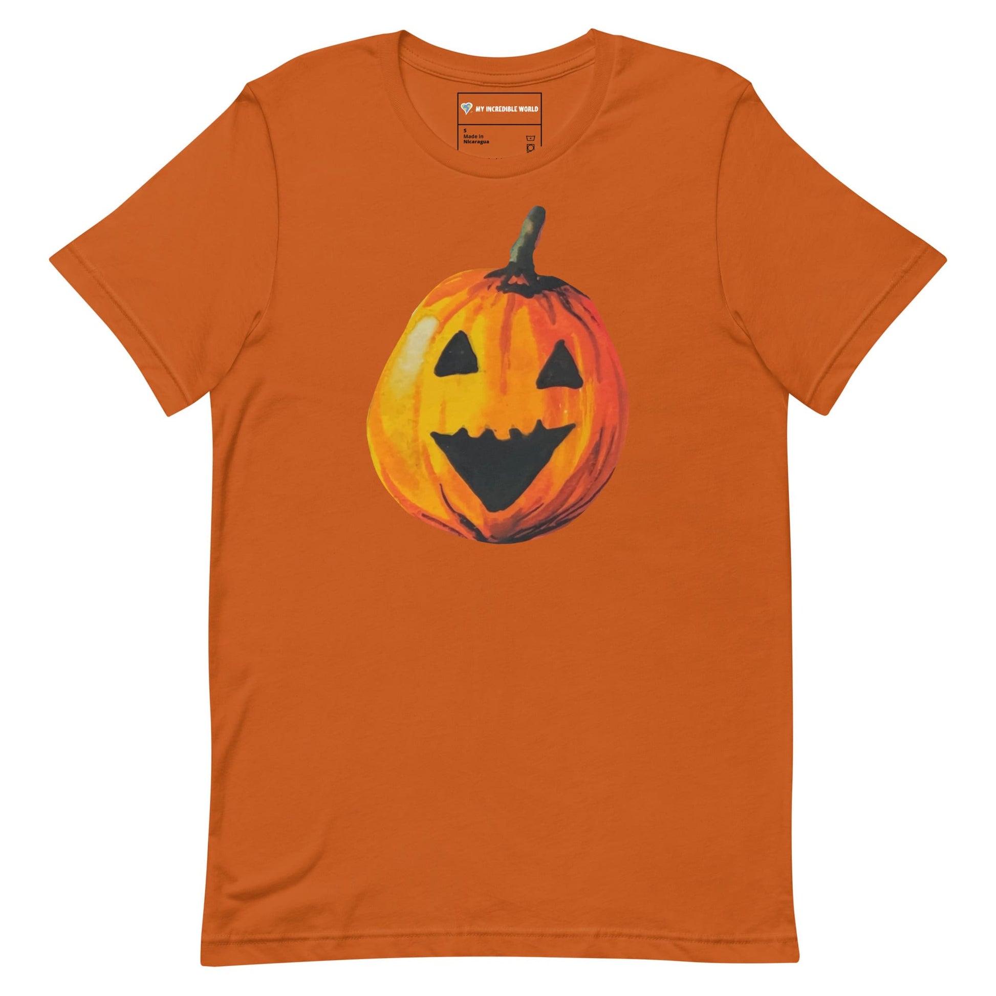 "Watercolor Jack-o-Lantern" Pumpkin T-Shirt (Adult Unisex) Autumn / S