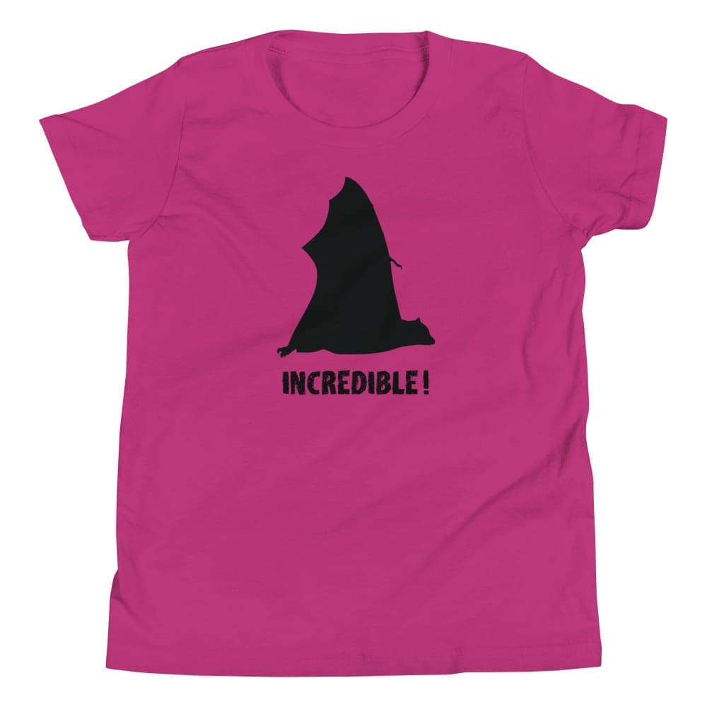 "Bats Are Incredible" Bat T-Shirt for Youth/Kids (Black Print) Berry / S / --