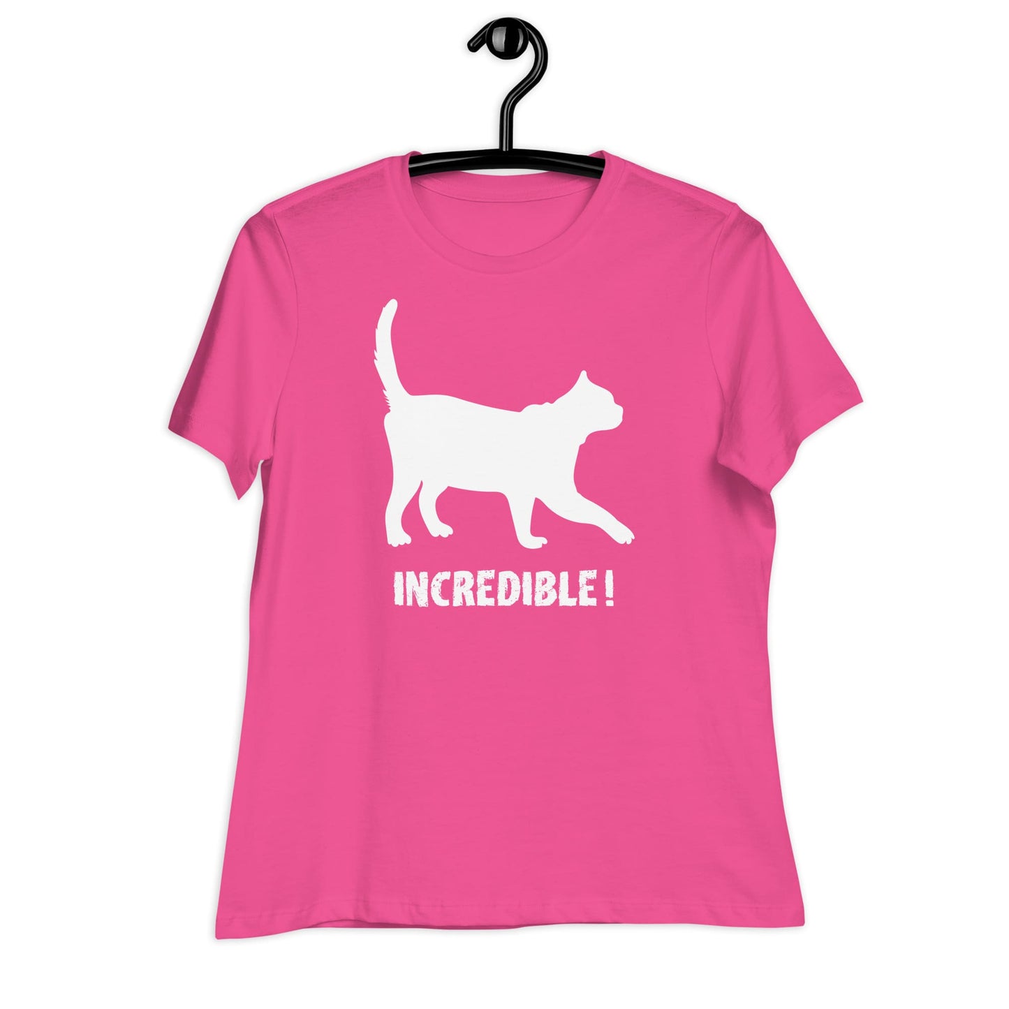 "Cats Are Incredible" Cat Shirt for Women (White Print) Berry / S