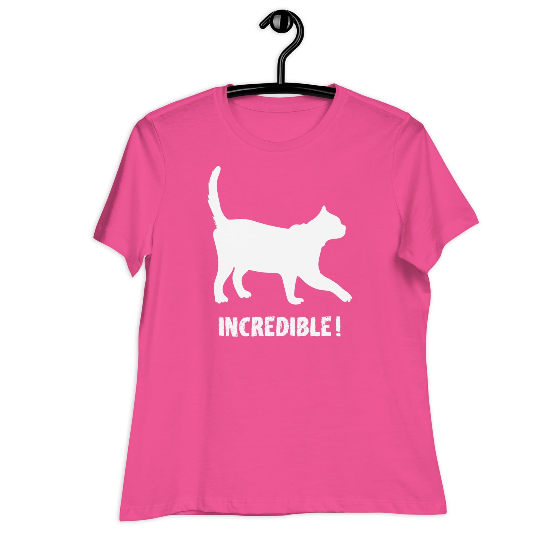 "Cats Are Incredible" Cat Shirt for Women (White Print) Berry / S