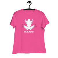 "Frogs Are Incredible" Frog T-Shirt for Women (White Print) Berry / S