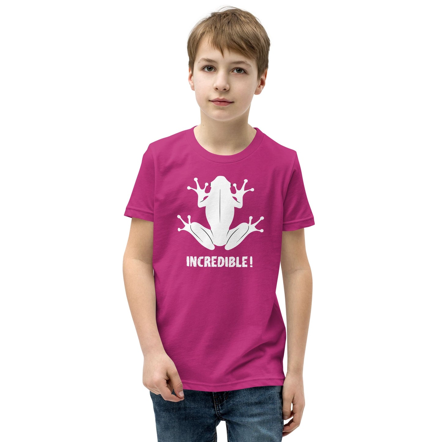 "Frogs Are Incredible" Frog T-Shirt for Youth/Kids (White Print) Berry / S